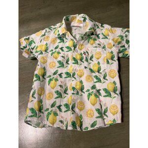Lemon Print Kids Button-Down Shirt By Mec Shop - Size 6